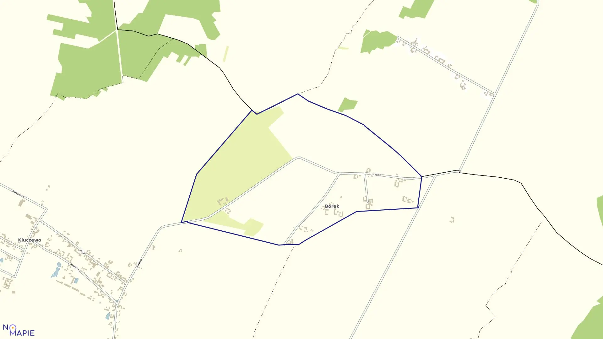 Mapa obrębu Borek w gminie Przemęt