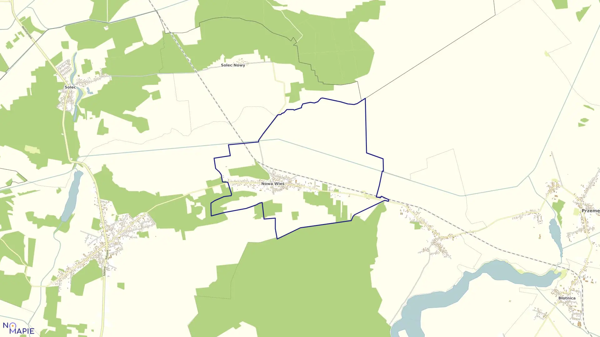Mapa obrębu Nowa Wieś w gminie Przemęt